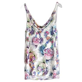 Top de chaleco de jersey con estampado de concha de Just Cavalli con cuello drapeado. Multicolor