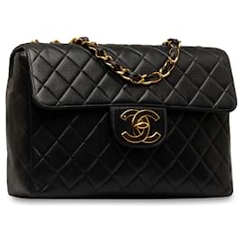 Chanel-Chanel Black Jumbo XL Klassische Lammleder-Einzelklappe-Schwarz