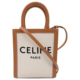 Céline-Celine White Mini Canvas Vertical Cabas-Weiß,Andere