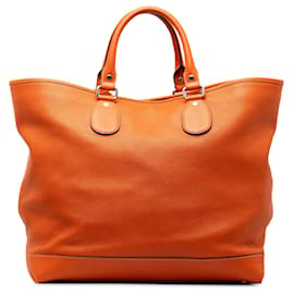 Gucci-Gucci Orange Leather Tote Bag-Orange