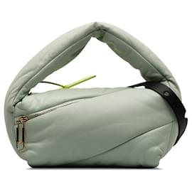 Off White-Bolsa bomba de couro verde esbranquiçado-Verde,Verde claro