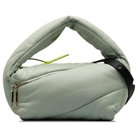 Off White-Off-White Green Leather Pump Pouch-Green,Light green