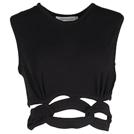 Autre Marque-Christopher Esber Chain-Linked Rib Knit Crop Top in Black Polyester-Black