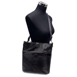 Cartier-Trussardi Vintage Black Canvas Leather Bucket Shoulder Bag-Black