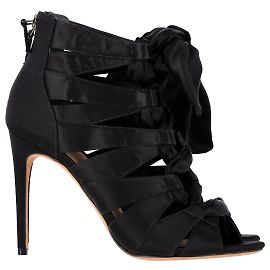 Stivaletti stringati Alexandre Birman Layla in raso nero Nero