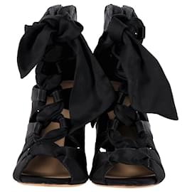 Alexandre Birman-Alexandre Birman Botins Layla com cadarço em cetim preto-Preto