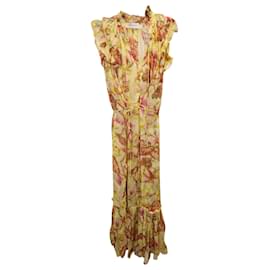 Zimmermann-Vestido Zimmermann Matchmaker Flutter Midi em Chiffon Amarelo-Outro