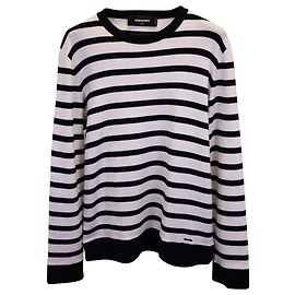 Dsquared2 gestreifter Pullover aus schwarz-weißer Baumwolle Schwarz
