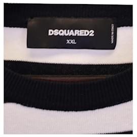 Dsquared2-Dsquared2 Suéter Listrado em Algodão Preto e Branco-Preto