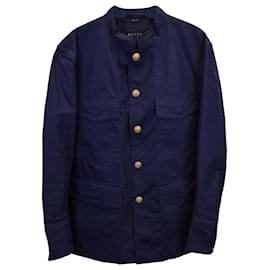 Gucci-Gucci Buttoned Overshirt aus blauer Baumwolle-Blau