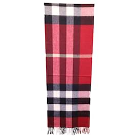 Burberry-Burberry Plaid Scarf in Red Cashmere-Red