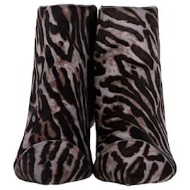 Alexandre Birman-Alexandre Birman New Kitten Leopard-Print Ankle Boots in Brown calf leather-Brown