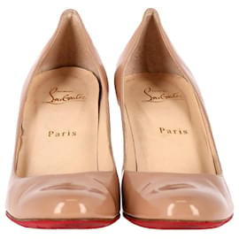 Christian Louboutin-Christian Louboutin Simple Pumps in Nude Patent Calf Leather-Brown,Flesh