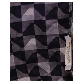 Bottega Veneta-Bottega Veneta-Schal mit geometrischem Muster aus schwarzer Seide-Schwarz