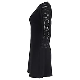 Sandro-Mini-robe Sandro à manches frangées en polyester noir-Noir
