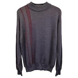 Balenciaga-Balenciaga Suéter listrado com gola simulada em lã cinza-Cinza