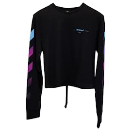 Off White-Off-White Gradient Print Long Sleeve T-Shirt in Black Cotton-Black