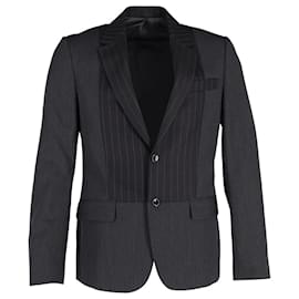 Alexander Mcqueen-Alexander McQueen Stripe Blazer in Black Wool-Black