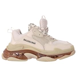 Balenciaga-Balenciaga Sneakers Triple S Clear Sole en Polyester Beige-Beige