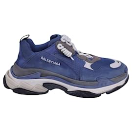 Balenciaga-Balenciaga Triple S Sneakers in Cool Blue Grey Polyurethane-Blue,Navy blue