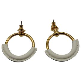 Hermès Loop Hoop Earrings in White Leather White