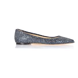 Jimmy Choo-Jimmy Choo Ballerinas in Marineblau mit Glitzer-Blau