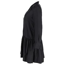 Sandro-Sandro Josepha Drop Waist Dress In Black Silk-Black