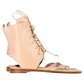 Manolo Blahnik-Sandalias Manolo Blahnik Vestalpa en piel beige-Castaño,Beige