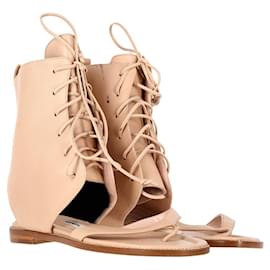 Manolo Blahnik-Sandalias Manolo Blahnik Vestalpa en piel beige-Castaño,Beige