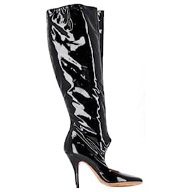 Maison Martin Margiela-Maison Margiela Cut-Out Boots in Black Patent Leather-Black