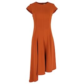Iris & Ink-Iris & Ink Alexandra Asymmetric Crepe Dress In Orange Polyester-Orange