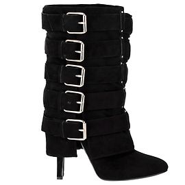 Balmain Bottines à Talons Hauts et Boucle en Daim Noir Noir
