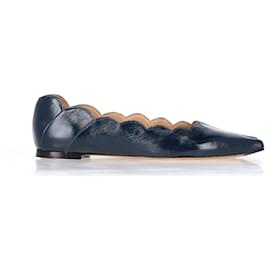 Chloé-Chloe Pointed Lauren Ballerina Flats aus blauem Leder-Blau