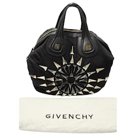 Givenchy-Givenchy Studded Large Nightingale Satchel in Black Leather and Nylon-Black