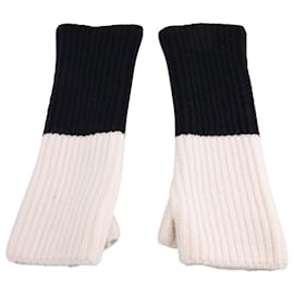 Bottega Veneta-Bottega Veneta Strickhandschuhe ohne Finger aus schwarzer und weißer Wolle-Schwarz