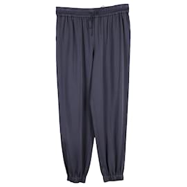 Jason Wu Drawstring Pants in Navy Blue Silk  Blue Navy blue