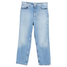 Sandro-Jeans de perna reta bordado com logotipo Sandro em algodão azul claro-Azul