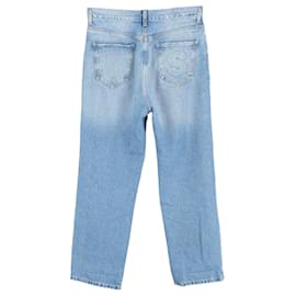 Sandro-Sandro Logo-Embroidered Straight-Leg Jeans in Light Blue Cotton-Blue