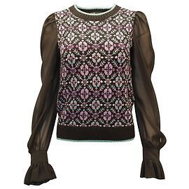 Maje – Maely – Pullover mit Geo-Print aus schwarzer Wolle Schwarz