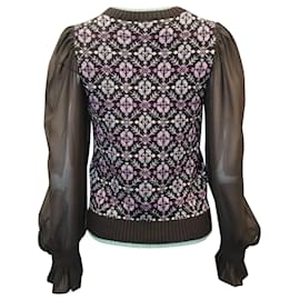 Maje-Maje Maely Geo-Print Sweater In Black Wool-Black