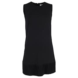 Saint Laurent-Vestido Saint Laurent sem mangas com bainha plissada em lã preta-Preto