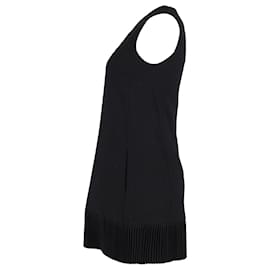 Saint Laurent-Saint Laurent Sleeveless Dress With Pleated Hem in Black Wool -Black