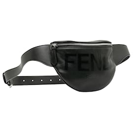 Fendi-Fendi Black Fendi Logo Belt Bag-Black