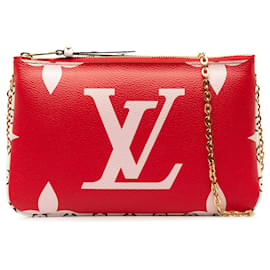 Louis Vuitton-Pochette gigante Jungle Louis Vuitton con monogramma rosso foderata con zip-Rosso