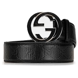 Gucci-Gucci Cinturón con G entrelazada Guccissima en negro-Negro