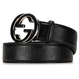 Gucci-Gucci Black Guccissima Interlocking G Belt-Black