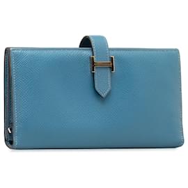 Hermès-Hermès Blue Epsom Bearn Wallet-Blue