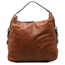Gucci-Gucci Brown Leather Miss GG Shoulder Bag-Brown
