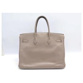 Hermès-Hermes Birkin handbag 35 TAURILLON CLEMENCE DOVE GRAY LEATHER HAND BAG-Beige