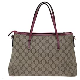Gucci-GUCCI GG Supreme Hand Bag PVC 2way Beige 353440 Auth ep4013-Beige